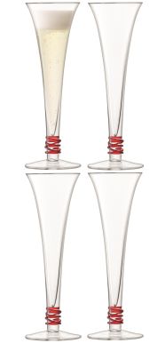 LSA Prosecco Flutes - Red 140ml (Set of 4)
