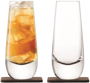 LSA Whisky Islay Mixer Glass Set With Walnut Coasters 325ml